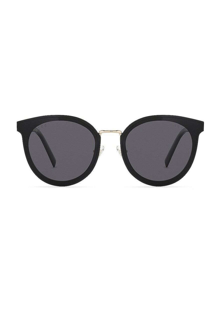 Diff Jules 62mm Oversize Round Sunglasses Black/Gold